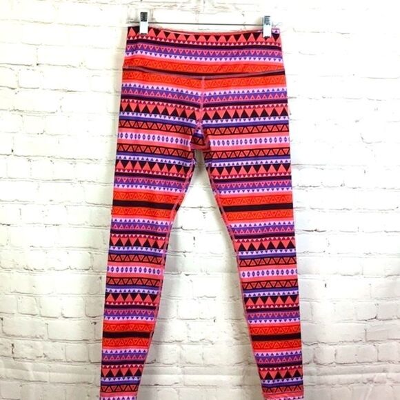 Scorpio Sol Athletic Work Out Leggings Yoga Pants Coral Lilac Aztec Print S - Picture 1 of 5